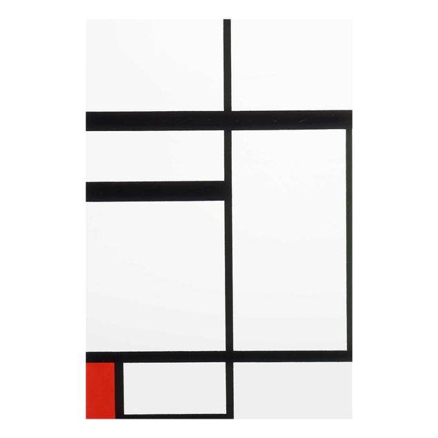 Glastavlor abstrakt Piet Mondrian - Composition with Red, Black and White