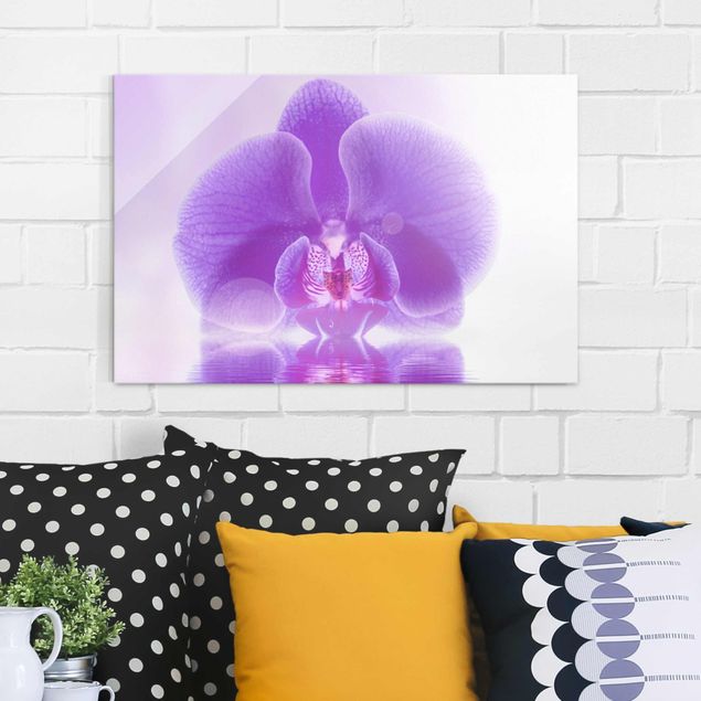 Glastavlor orkidéer Purple Orchid On Water