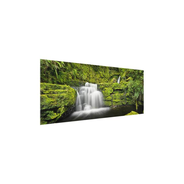 Glastavlor landskap Lower Mclean Falls In New Zealand
