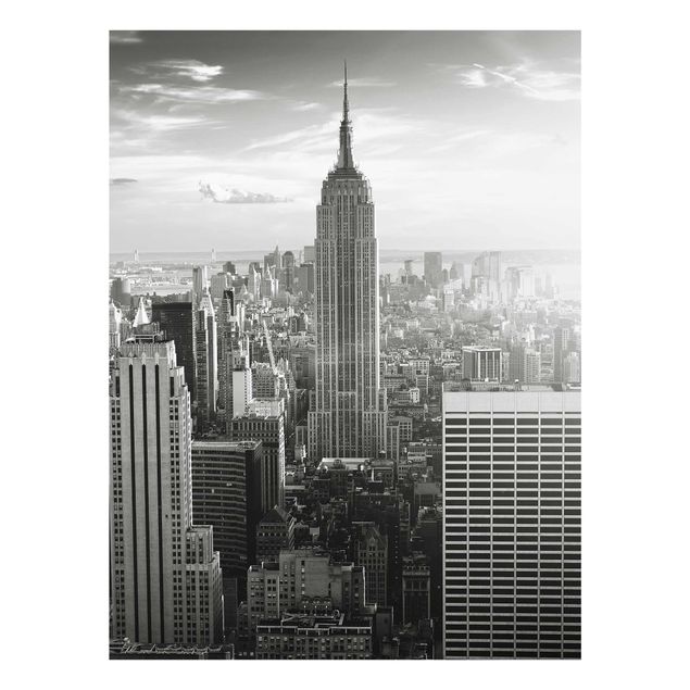 Glastavlor svart och vitt Manhattan Skyline
