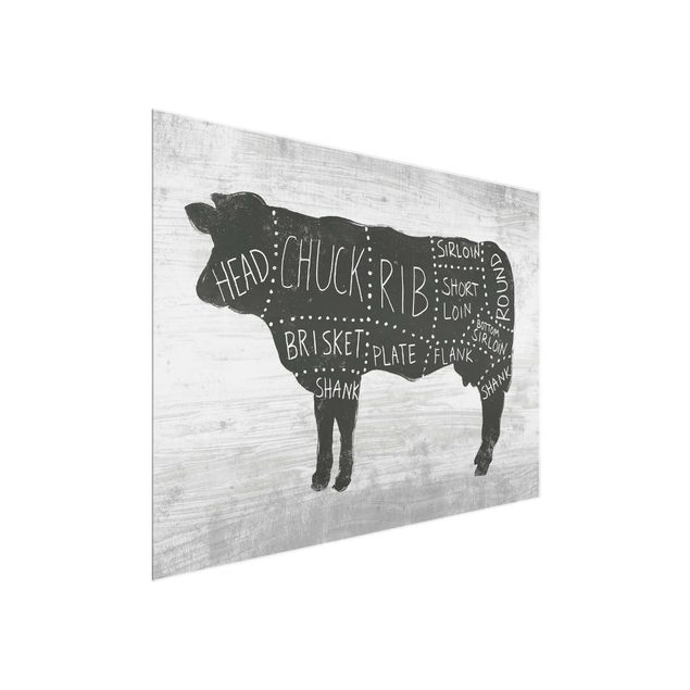 Glastavlor djur Butcher Board - Beef