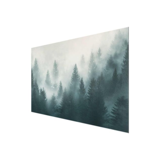 Tavlor modernt Coniferous Forest In Fog