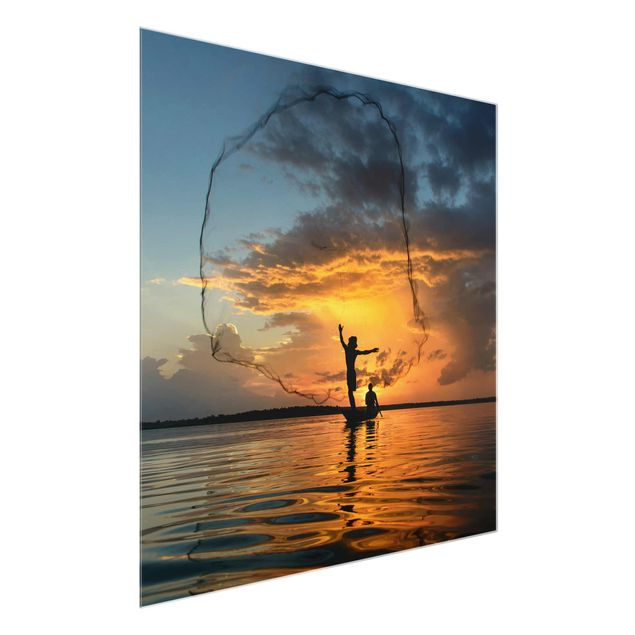 Tavlor stränder Fishing Net At Sunset