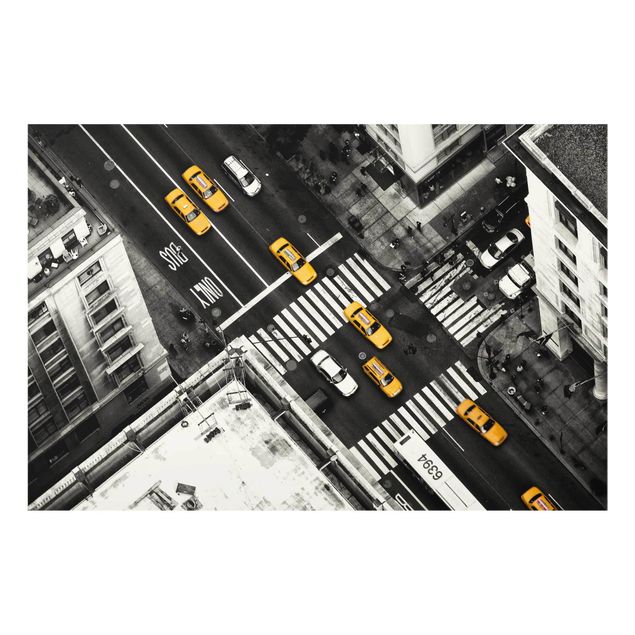 Glastavlor svart och vitt New York City Cabs