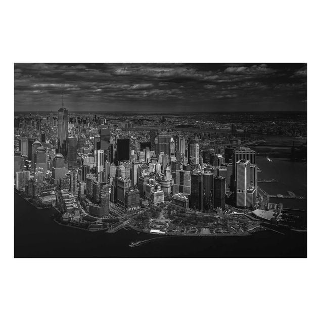 Glastavlor svart och vitt New York - Manhattan From The Air