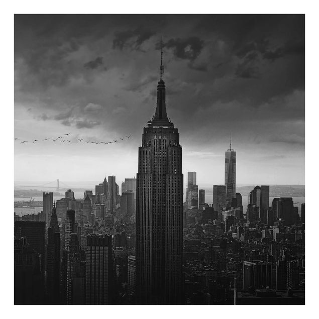 Glastavlor svart och vitt New York Rockefeller View