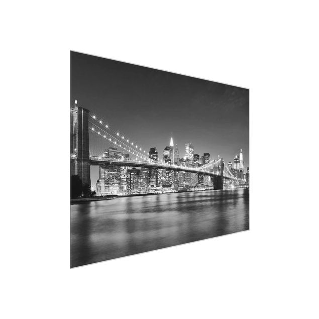 Glastavlor arkitektur och skyline Nighttime Manhattan Bridge II