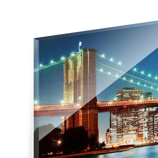 Glas Magnetboard Nighttime Manhattan Bridge