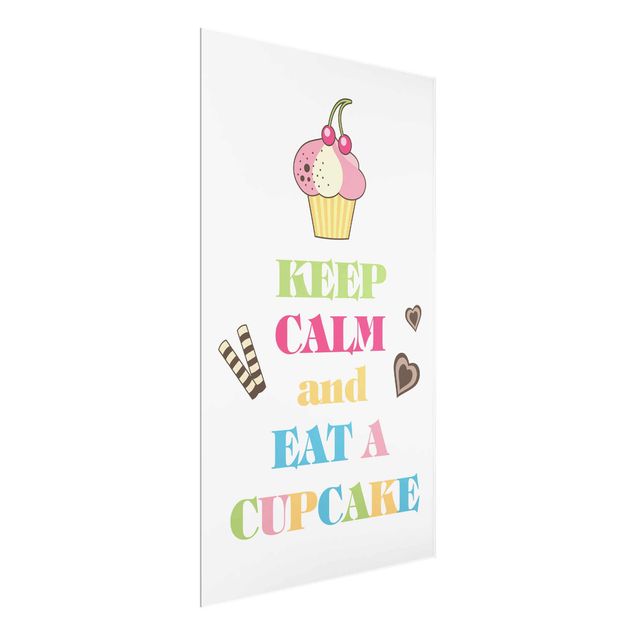 Glas Magnettavla Keep Calm And Eat A Cupcake Bunt