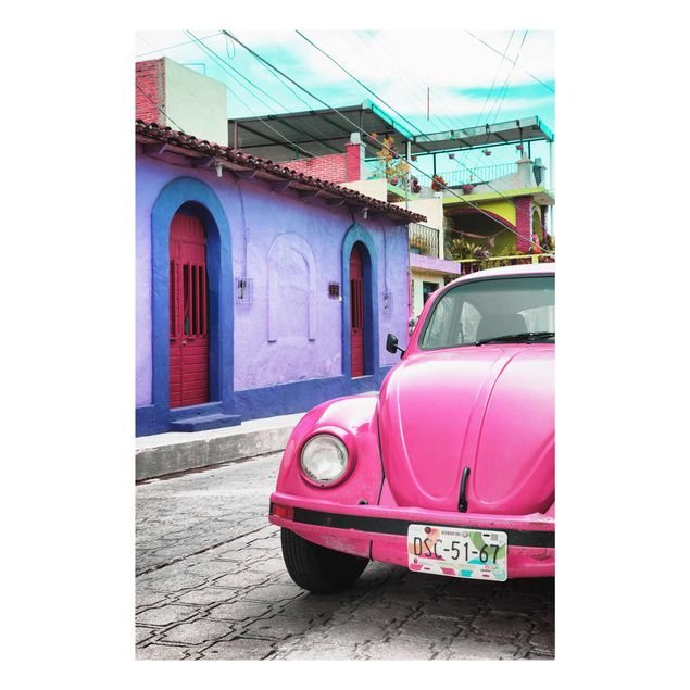 Glastavlor arkitektur och skyline Pink VW Beetle
