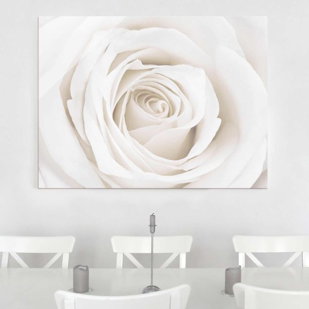 Glastavlor blommor  Pretty White Rose