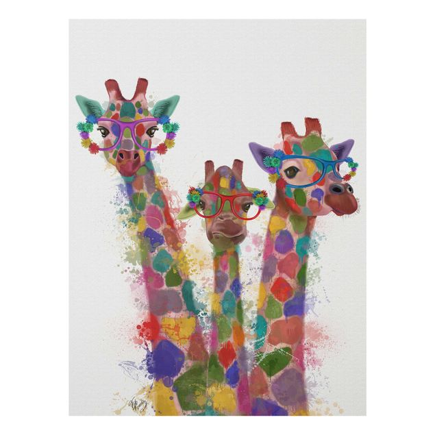 Tavlor djur Rainbow Splash Giraffe Trio