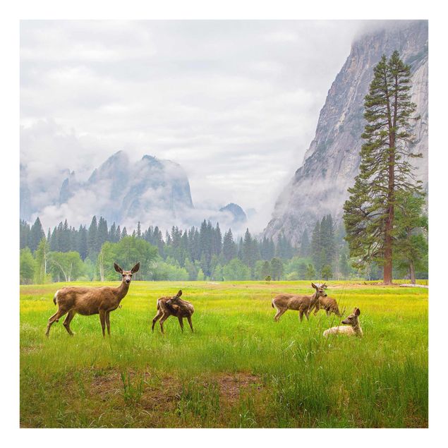 Glastavlor landskap Deer In The Mountains