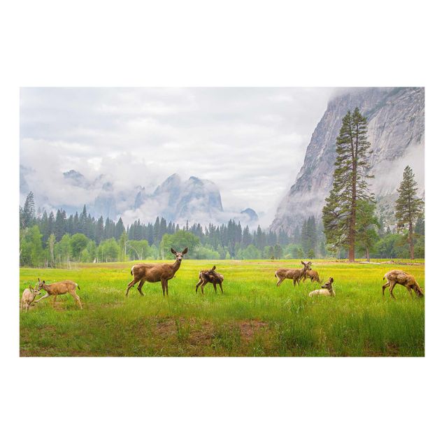 Glastavlor landskap Deer In The Mountains