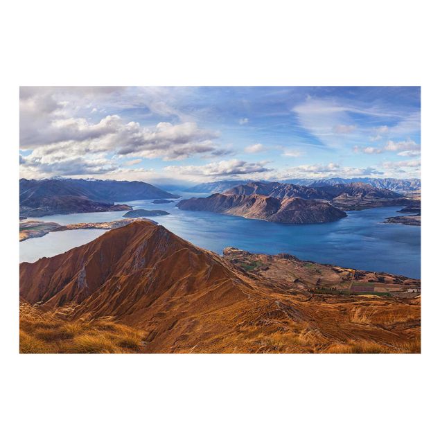Glastavlor landskap Roys Peak In New Zealand