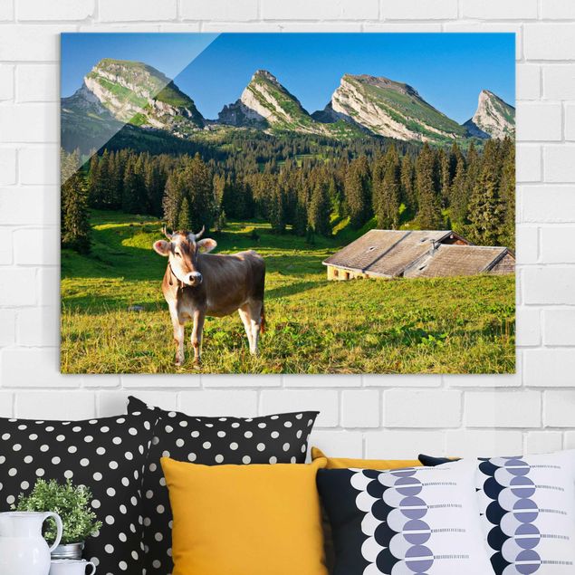 Tavlor Schweiz Swiss Alpine Meadow With Cow