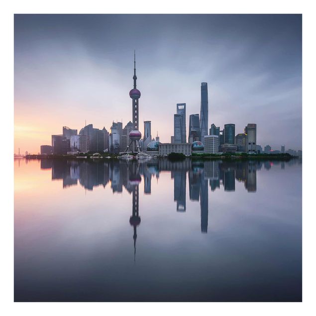 Tavlor blå Shanghai Skyline Morning Mood