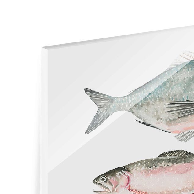 Magnettafel Glas Seven Fish In Watercolour II