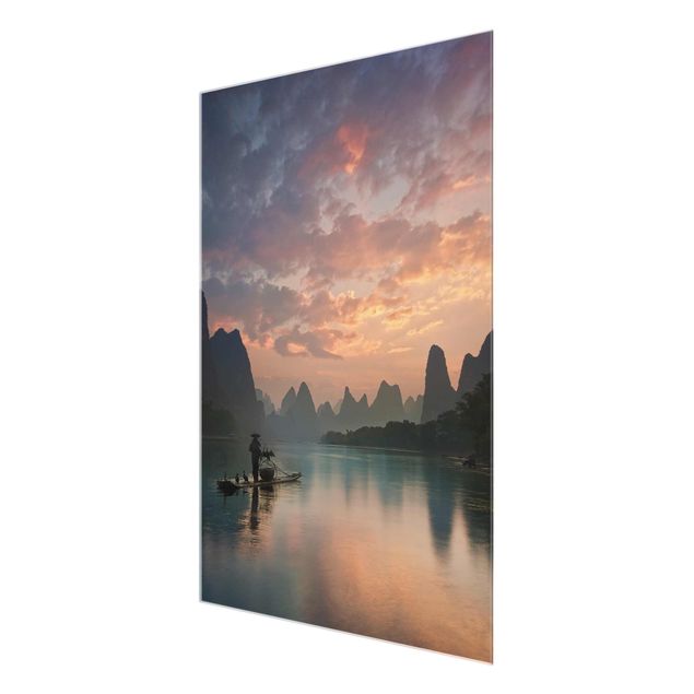 Glastavlor landskap Sunrise Over Chinese River