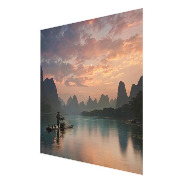 Glastavlor landskap Sunrise Over Chinese River