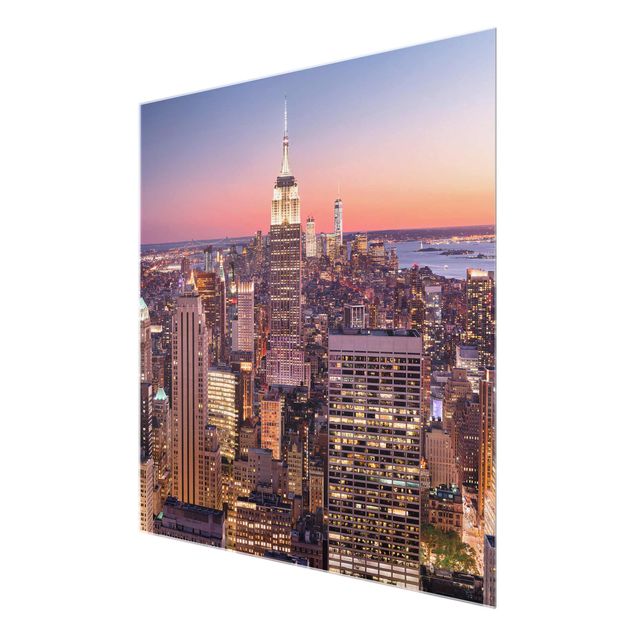 Glastavlor arkitektur och skyline Sunset Manhattan New York City