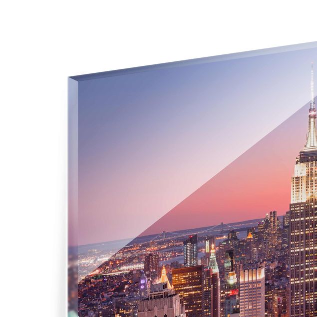 Tavlor arkitektur och skyline Sunset Manhattan New York City
