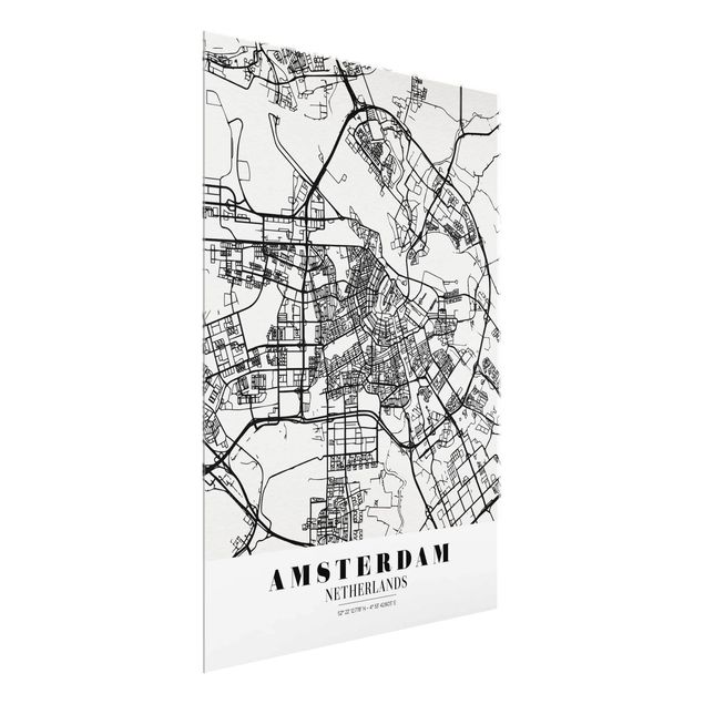 Glastavlor ordspråk Amsterdam City Map - Classic