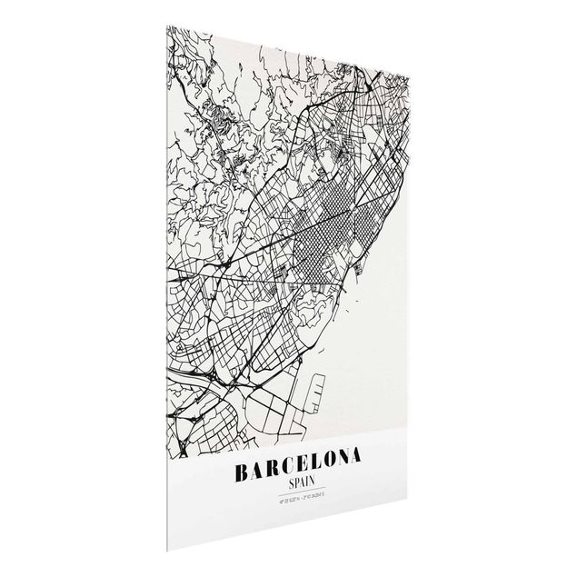 Glastavlor ordspråk Barcelona City Map - Classic