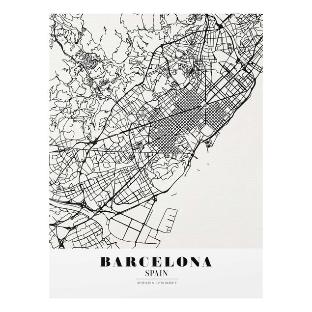 Tavlor svart och vitt Barcelona City Map - Classic