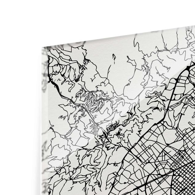 Glas Magnetboard Barcelona City Map - Classic