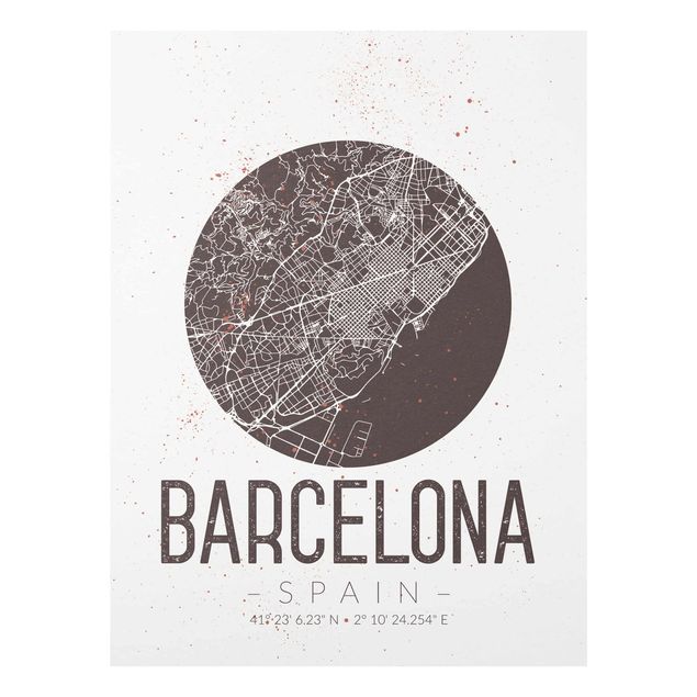 Tavlor brun Barcelona City Map - Retro