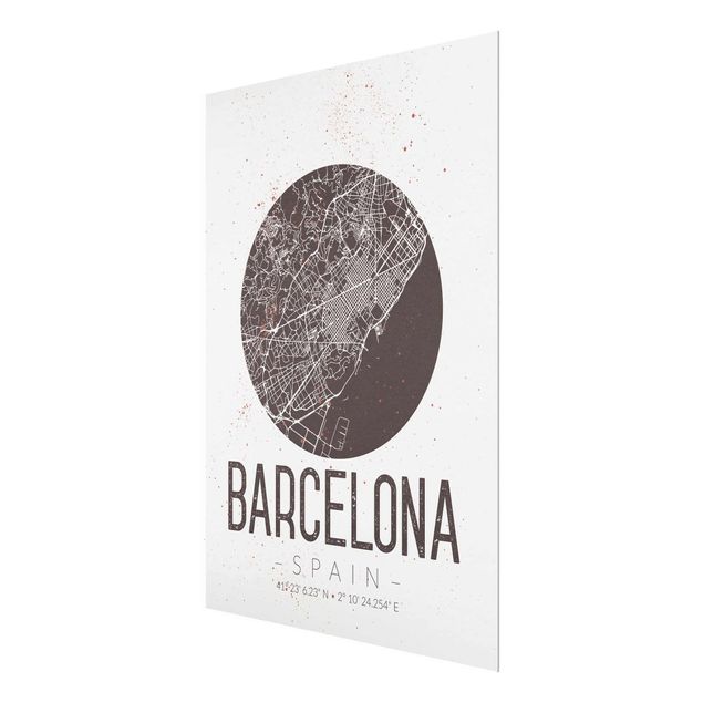 Tavlor svart och vitt Barcelona City Map - Retro