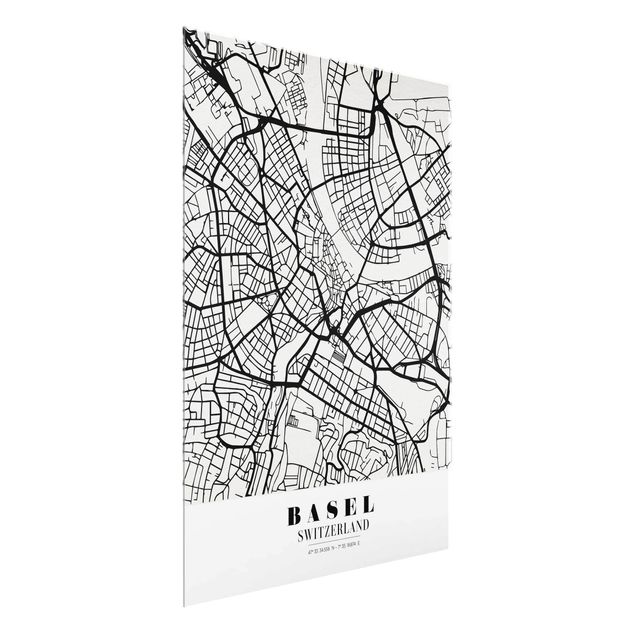 Glastavlor ordspråk Basel City Map - Classic