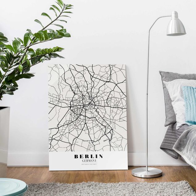Glastavlor svart och vitt Berlin City Map - Classic