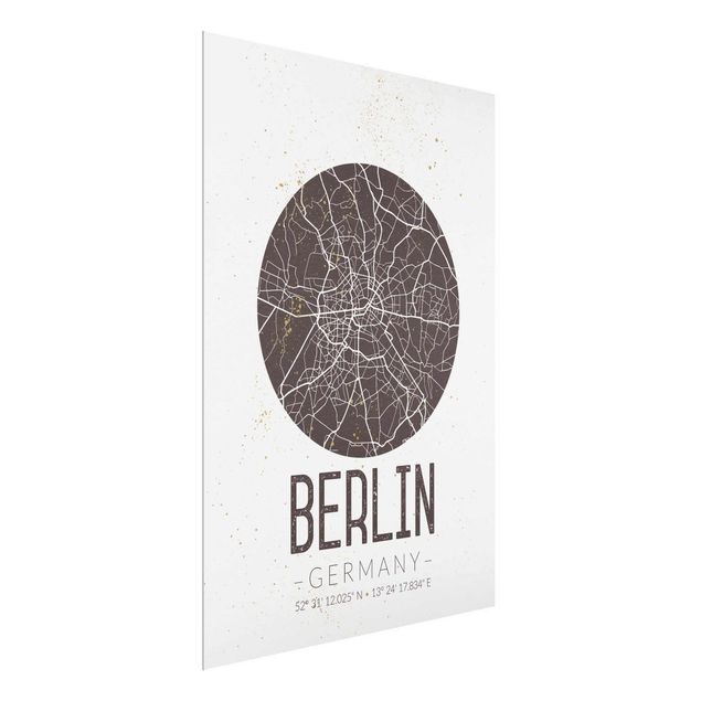 Glastavlor världskartor City Map Berlin - Retro