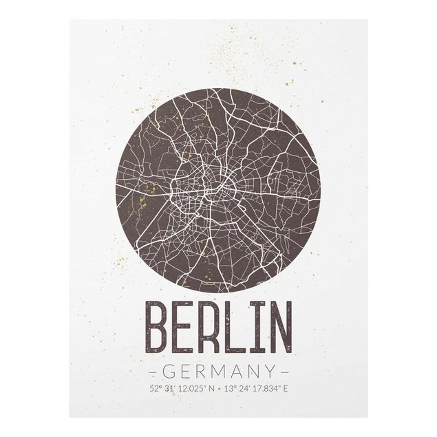Glastavlor ordspråk City Map Berlin - Retro