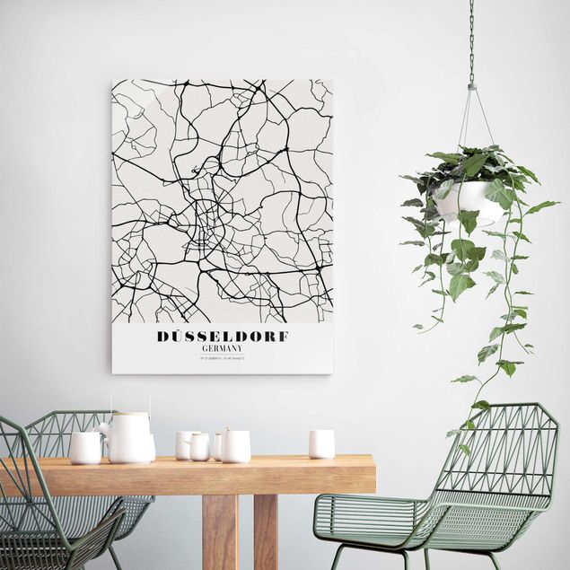 Glastavlor svart och vitt Dusseldorf City Map - Classic