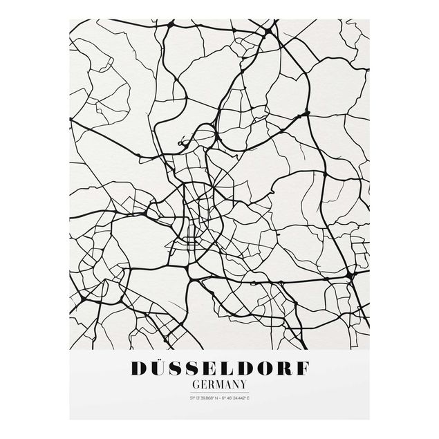 Tavlor svart och vitt Dusseldorf City Map - Classic