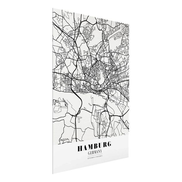 Glastavlor världskartor Hamburg City Map - Classic