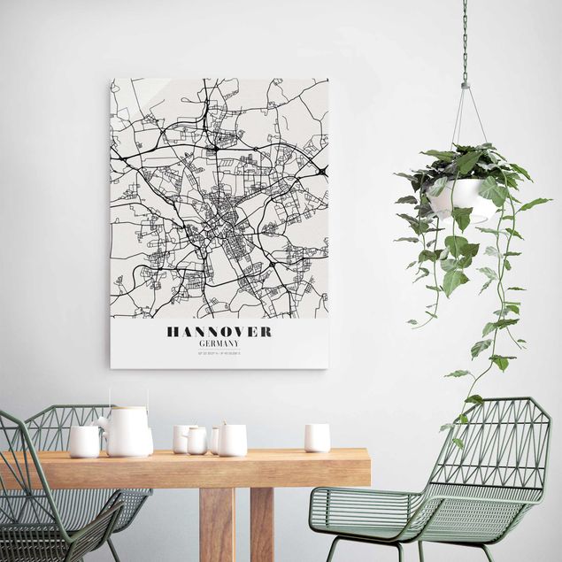 Glastavlor världskartor Hannover City Map - Classic