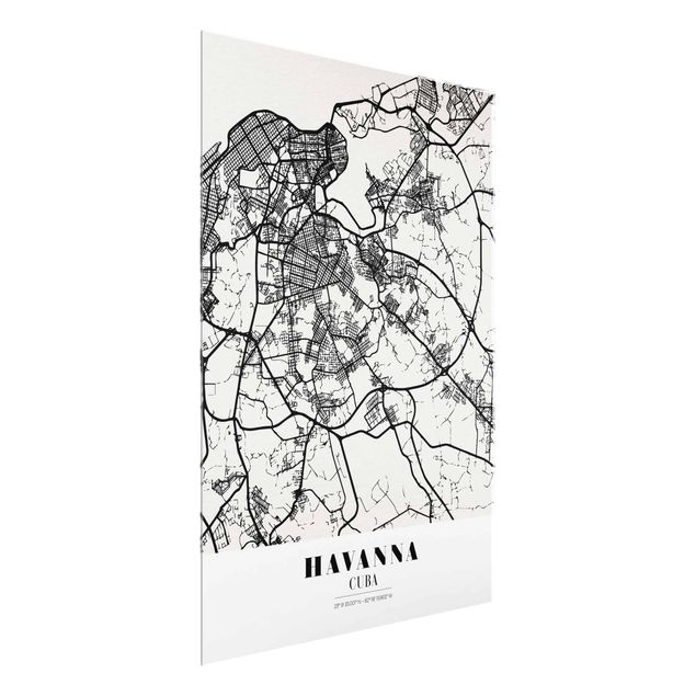 Glastavlor ordspråk Havana City Map - Classic