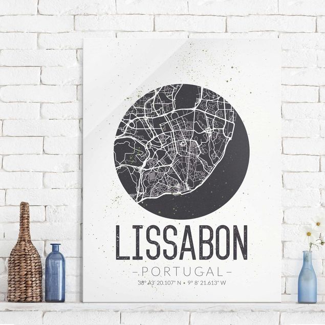 Kök dekoration Lisbon City Map - Retro