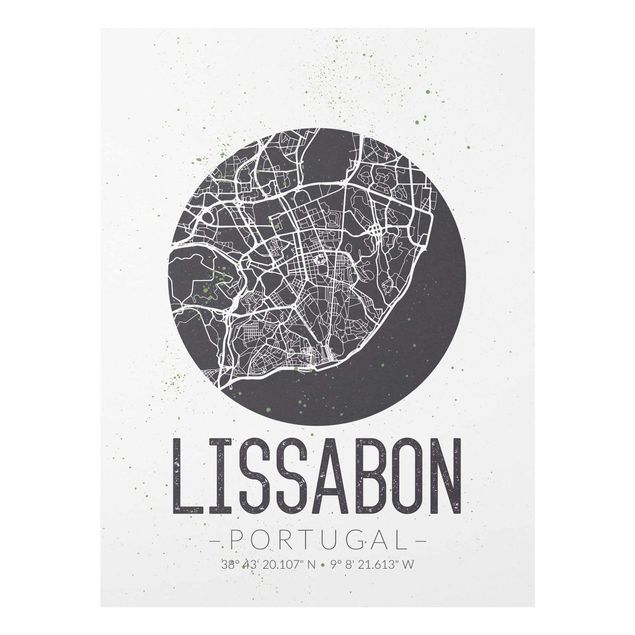 Tavlor grått Lisbon City Map - Retro