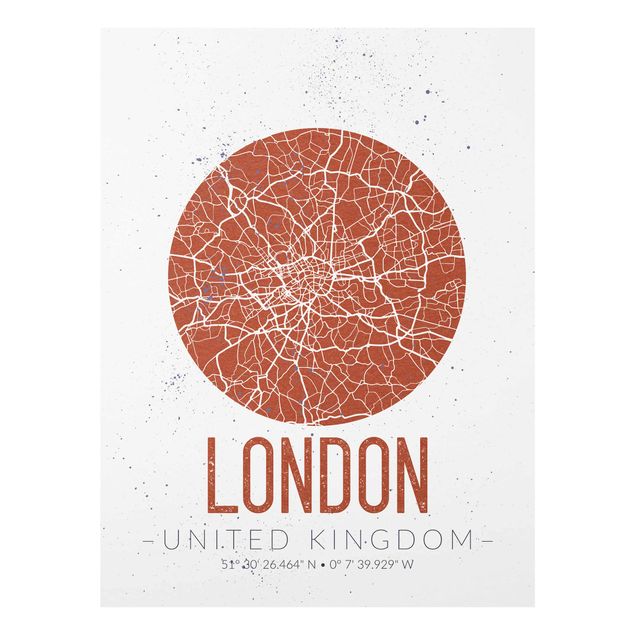 Glastavlor världskartor City Map London - Retro