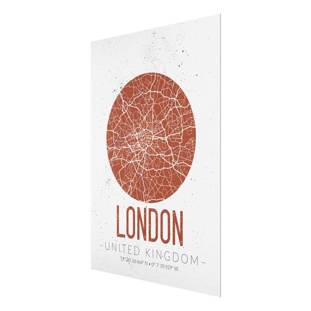 Glastavlor ordspråk City Map London - Retro