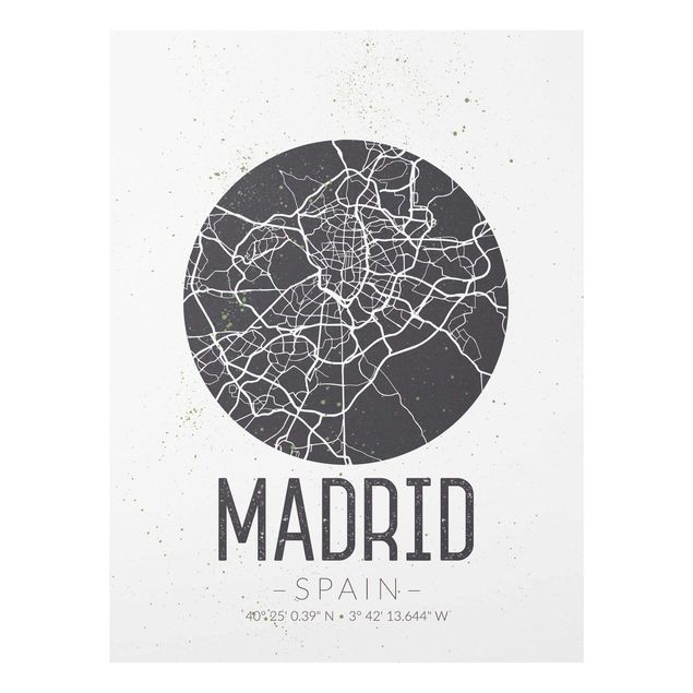 Tavlor grått Madrid City Map - Retro