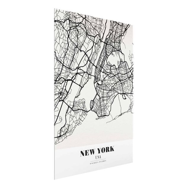 Glastavlor svart och vitt New York City Map - Classic