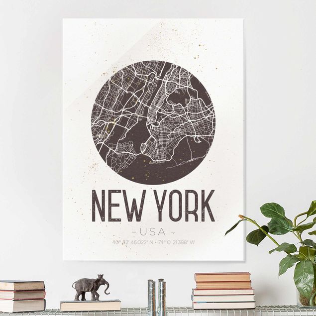 Glastavlor New York New York City Map - Retro