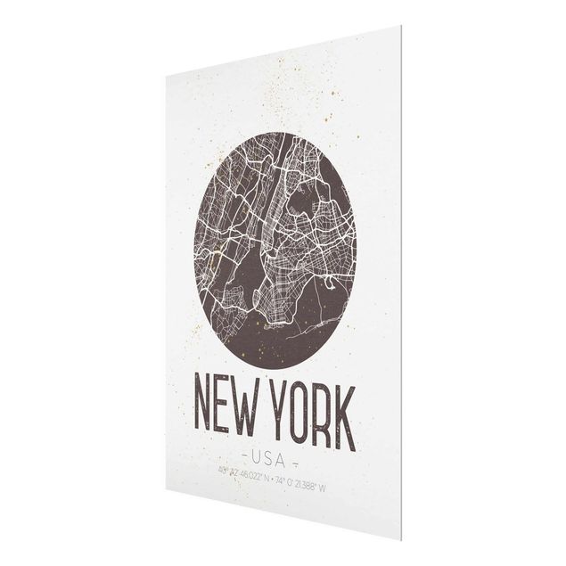Glastavlor ordspråk New York City Map - Retro