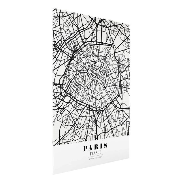 Glastavlor svart och vitt Paris City Map - Classic